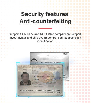 空港/ホテル/ID 認証装置用 24 ビット色深度 OCR パスポートスキャナー